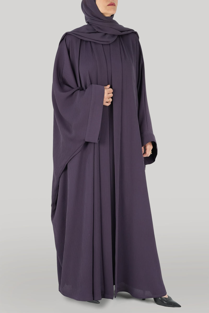 thowby Sarab Bisht Abaya purple color left pose