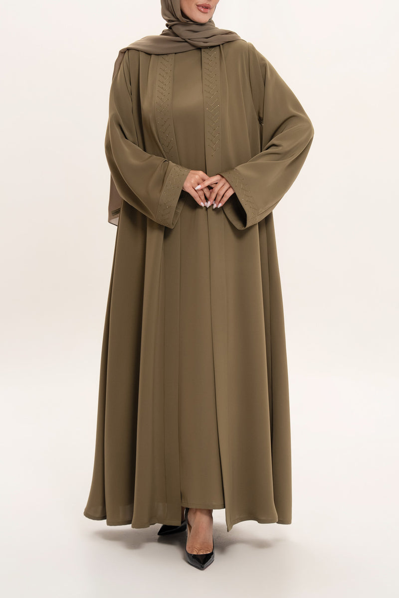 Elegant Olive Embroidered Abaya