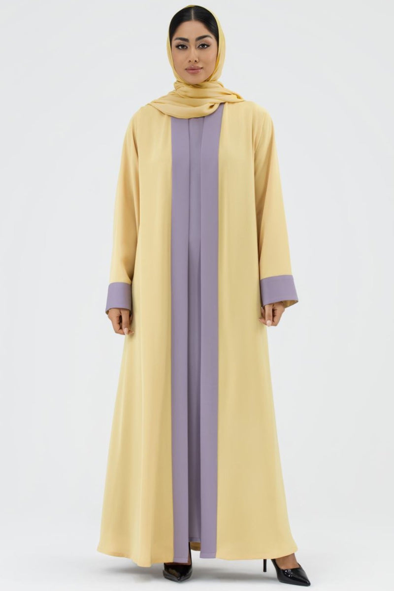 Two-toned Light Yellow Colored Abaya