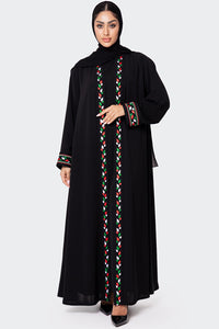 UAE National Day Black Embroidered Abaya
