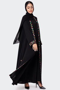 UAE National Day Black Embroidered Abaya