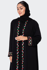 UAE National Day Black Embroidered Abaya