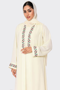 UAE National Day White Embroidered Abaya