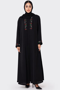 National Day Black Embroidered Abaya