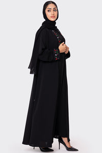 National Day Black Embroidered Abaya