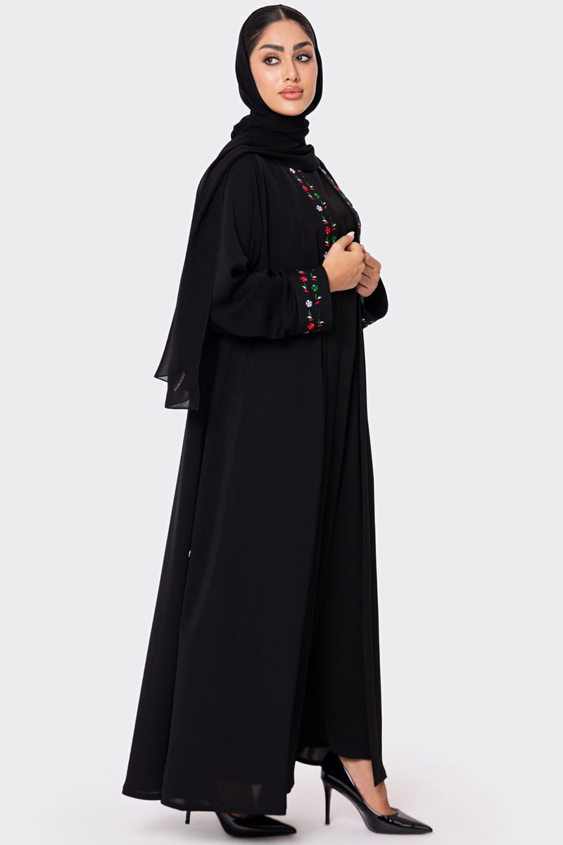 National Day Black Embroidered Abaya