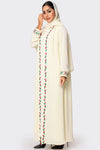 UAE National Day White Embroidered Abaya