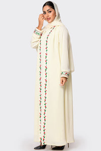 UAE National Day White Embroidered Abaya