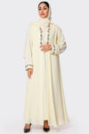 UAE National Day White Embroidered Abaya