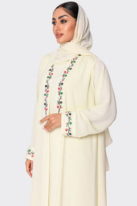 UAE National Day White Embroidered Abaya