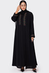 UAE National Day Black Embroidered Abaya