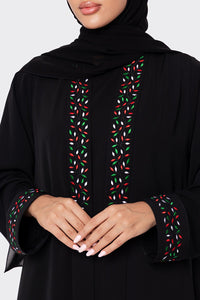 UAE National Day Black Embroidered Abaya