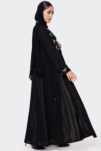 National Day Black Embroidered Abaya
