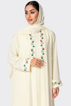 National Day White Embroidered Abaya