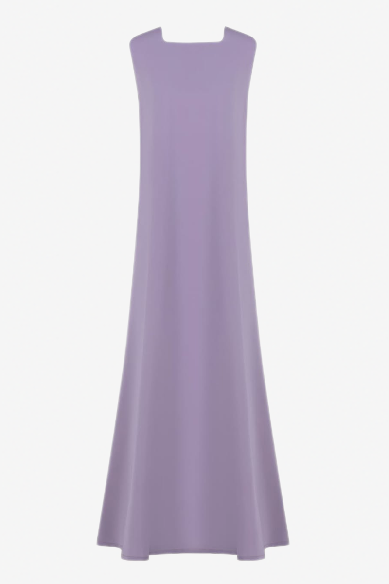 Elegant light purple abaya underdress featuring inner dress detailing and soft flowing silhouette