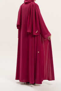 Cheerful Fuchsia Embroidered Abaya