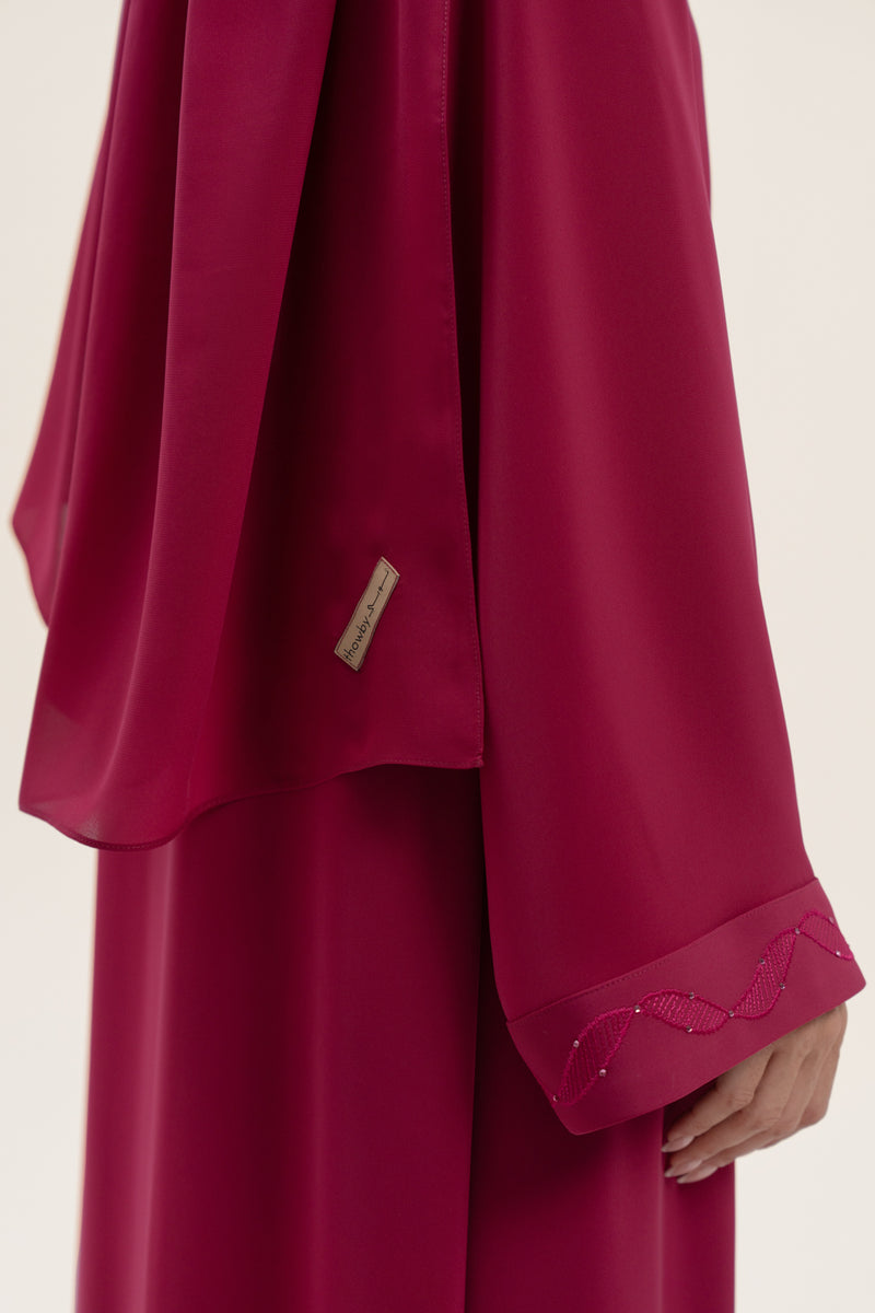 Cheerful Fuchsia Embroidered Abaya