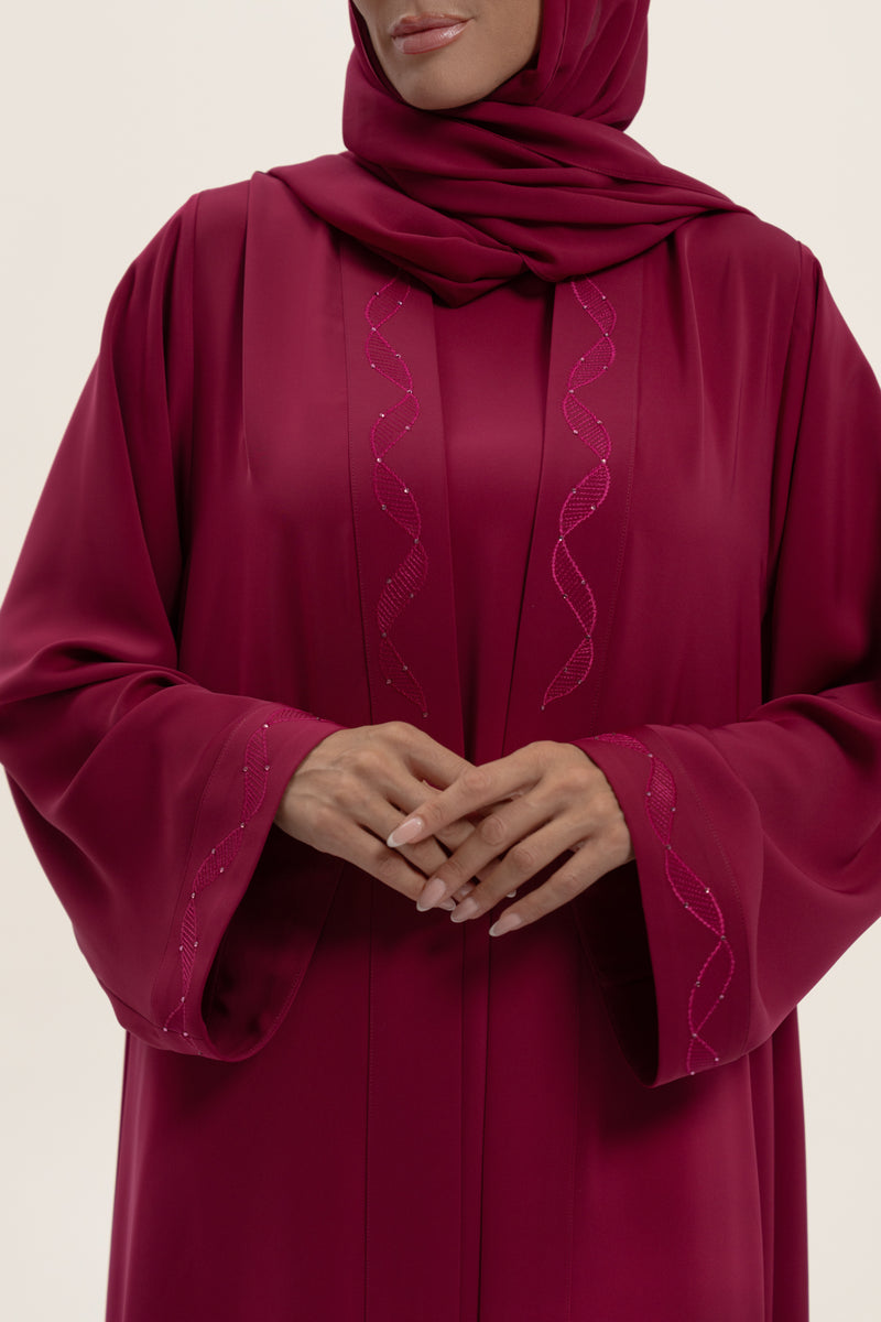 Cheerful Fuchsia Embroidered Abaya