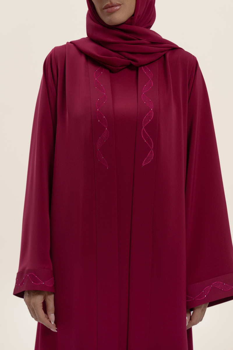 Cheerful Fuchsia Embroidered Abaya