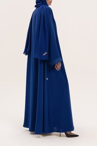 Right side of a Blue Embroidered Abaya