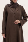 Close shot of Chic Brown Linen Abaya