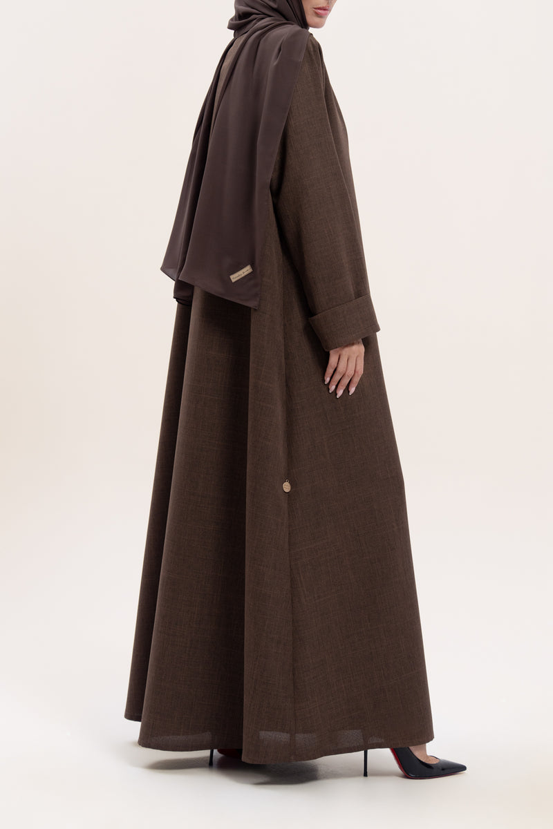 Back shot Chic Brown Linen Abaya