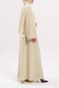 Luxurious Cream Embroidered Abaya