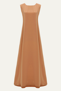 Camel color abaya underdress with elegant inner dress design and flowing silhouette