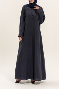 Elegant Navy Blue Linen Abaya