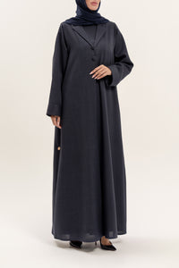 Elegant Navy Blue Linen Abaya