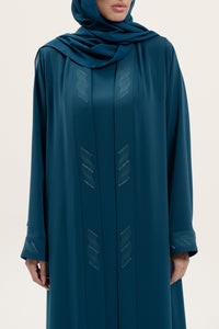 Flowy Petrol blue Embroidered Abaya