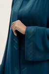 Flowy Petrol blue Embroidered Abaya