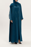 Flowy Petrol blue Embroidered Abaya