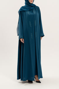 Flowy Petrol blue Embroidered Abaya