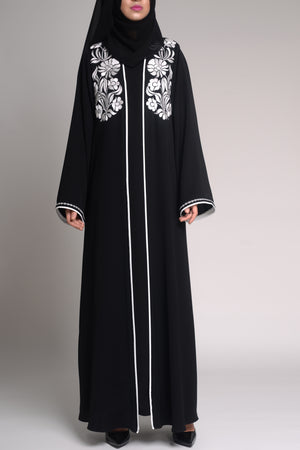 Premium Branded Abaya - thowby - Black embroidery abaya - dubai online abaya shops