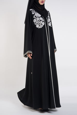 Premium Branded Abaya - thowby - Black embroidery abaya - dubai online abaya shops