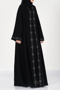  Black Embroidered Abaya - thowby - Best Black Abayas In Dubai