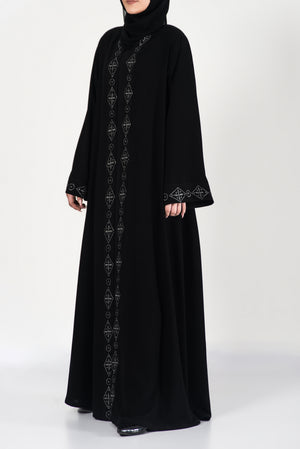  Black Embroidered Abaya - thowby - Best Black Abayas In Dubai