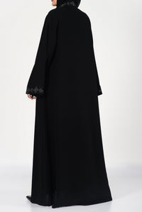  Black Embroidered Abaya - thowby - Best Black Abayas In Dubai