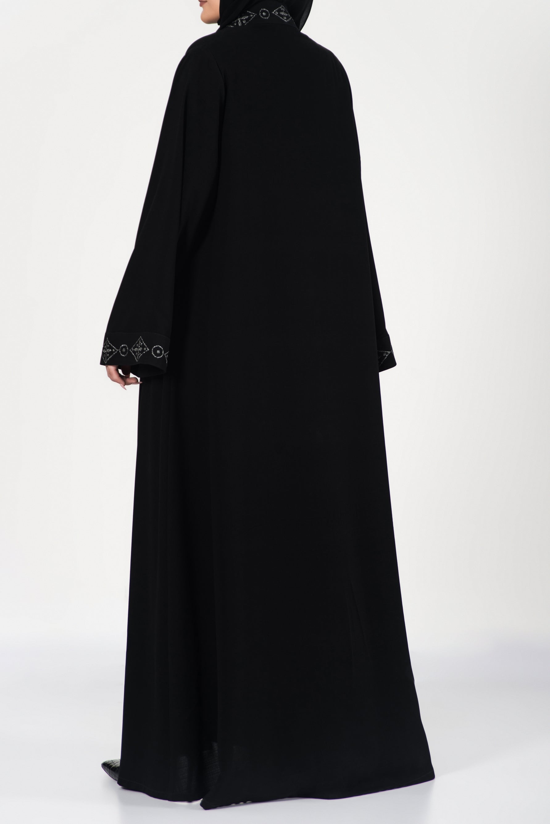  Black Embroidered Abaya - thowby - Best Black Abayas In Dubai