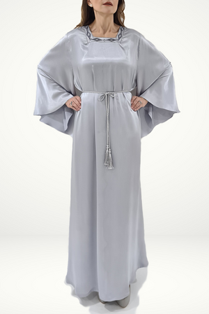 silver jalabiya modest dress - thowby - best online shops in dubai