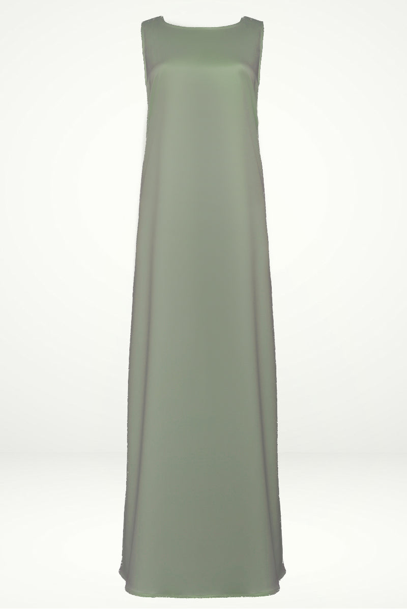 Shiny olive green under abaya dress