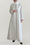 Fancy Jacquard White Abaya