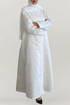 Fancy Jacquard White Abaya