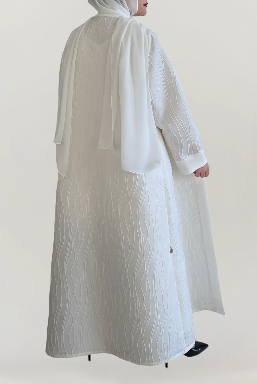 Classy Jacquard White Abaya