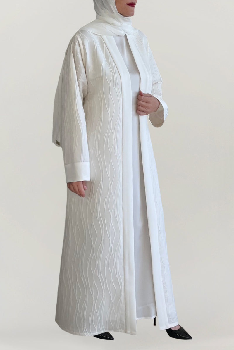 Classy Jacquard White Abaya
