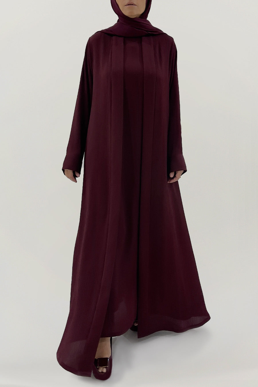 Luxurious Dark Maroon Colored Abaya