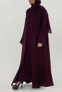 Luxurious Dark Maroon Colored Abaya