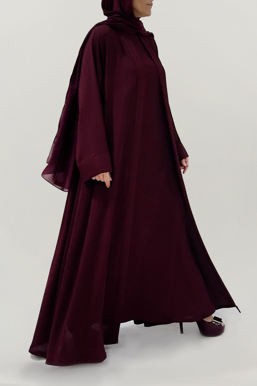 Luxurious Dark Maroon Colored Abaya