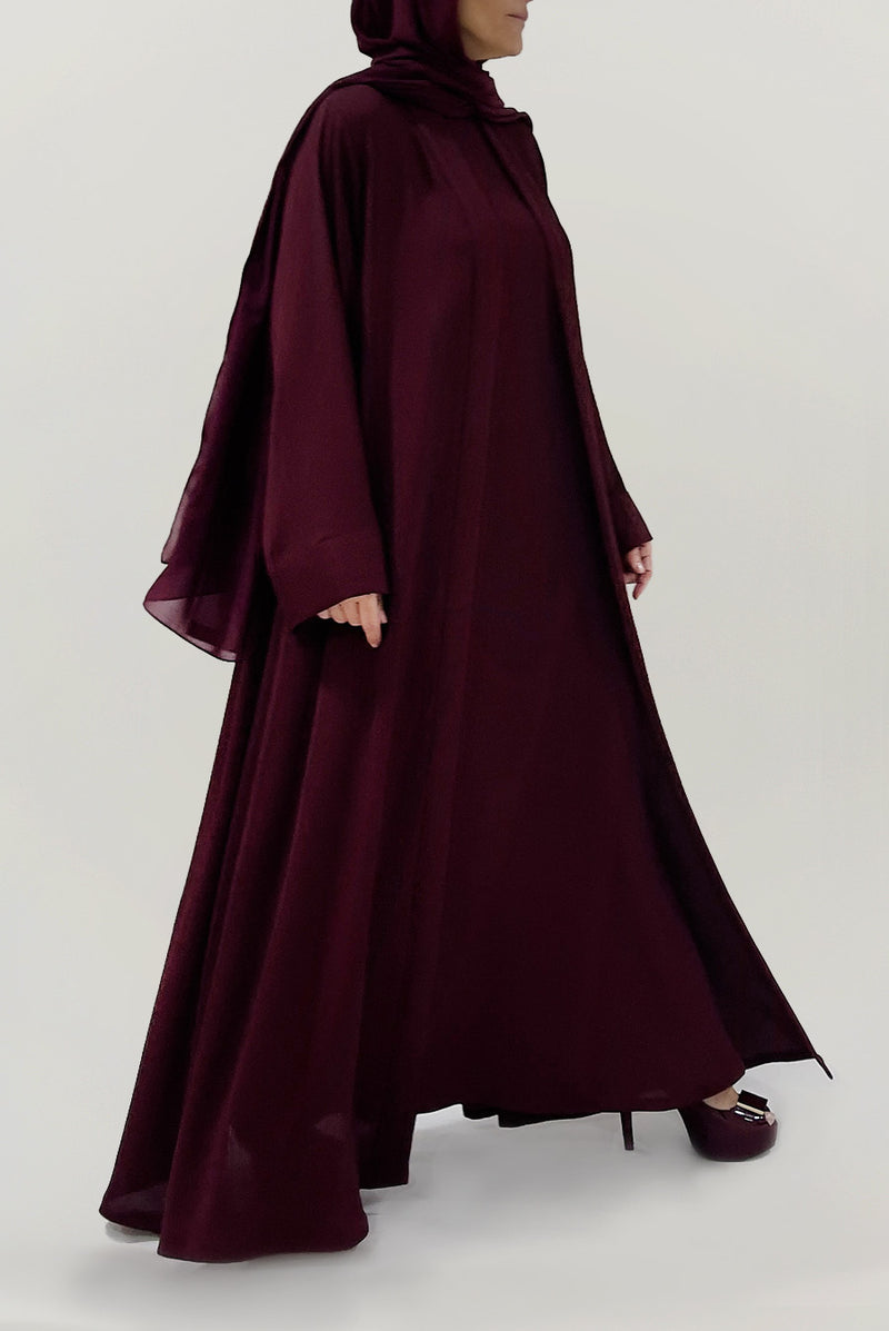 Luxurious Dark Maroon Colored Abaya